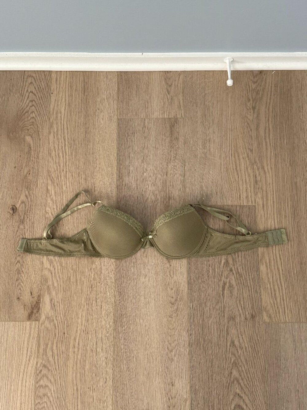 Sage Green Lace-Trim Underwire Bra